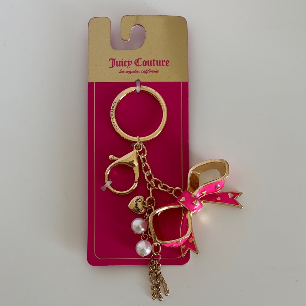 ☀️Juicy Couture Pink and Gold Bow Bag Charm.